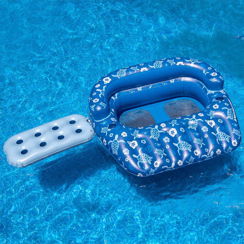 Aqua Chaise longue de piscine de luxe, tissu de luxe, flotteur de piscine, taille adulte, chaise flottante de lac, très résistante, bleu/blanc fougère Aqua Chaise longue de piscine de luxe, tissu de luxe, flotteur de piscine, taille adulte, chaise flottante de lac, très résistante, bleu/blanc fougère