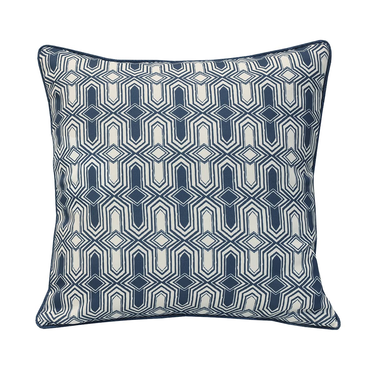 Blue Geo Print Outdoor Cushion - 18 x 18 in.