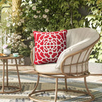 Coussin extérieur 18 x 18 po - Rouge salsa imprimé