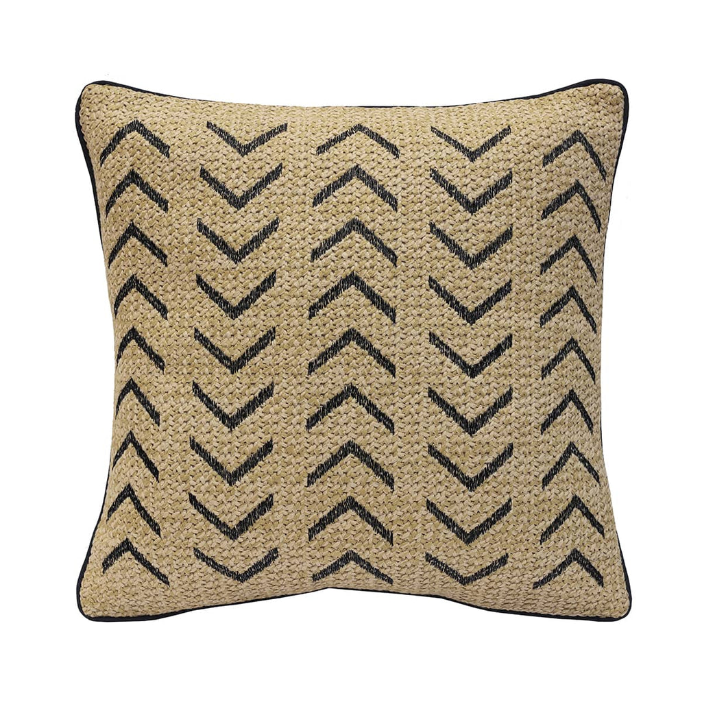 Coussin extérieur 18 x 18 po - Raffia Brodé Noir