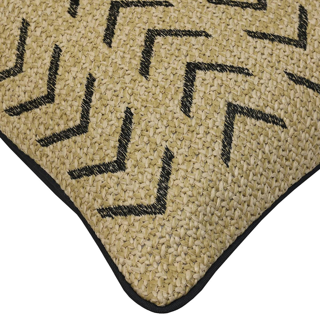 Coussin extérieur 18 x 18 po - Raffia Brodé Noir