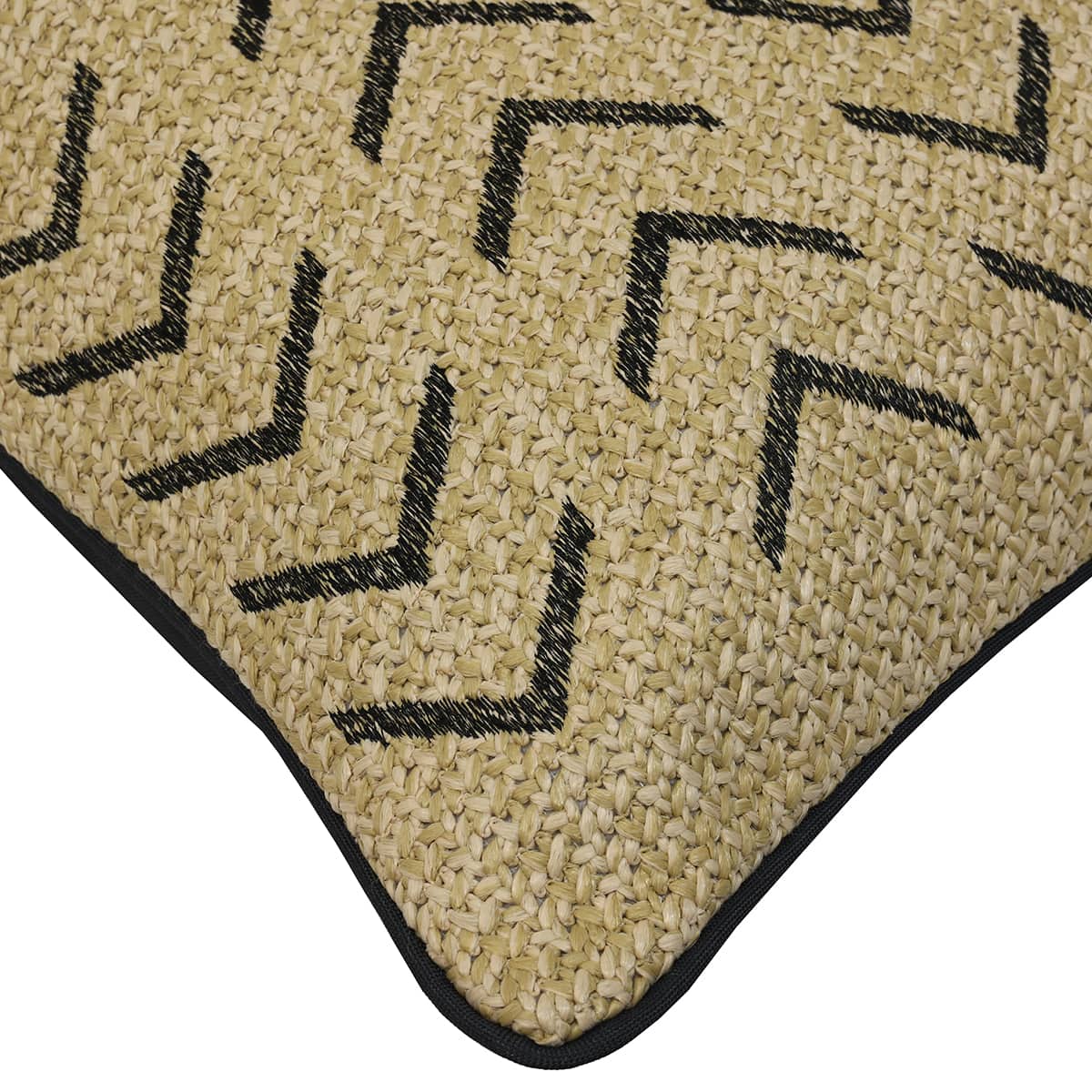 Coussin extérieur 18 x 18 po - Raffia Brodé Noir