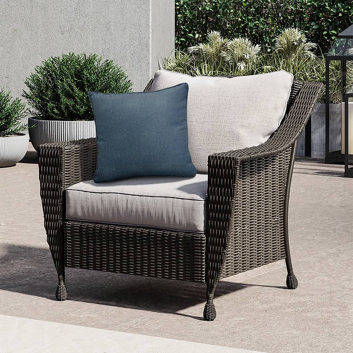 Textured Blue Outdoor Cushion - 18 x 18 in.