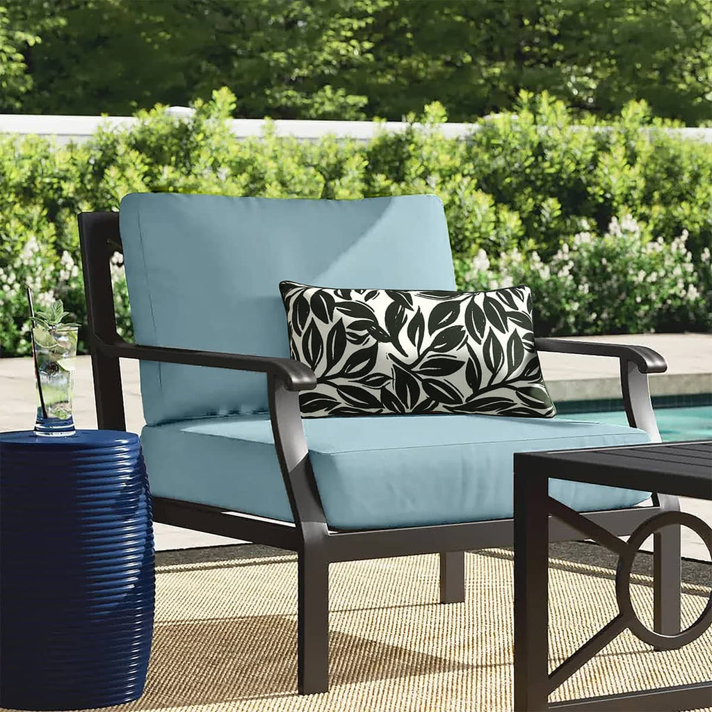 Printed Black Outdoor Cushion - 14 x 26 in.
