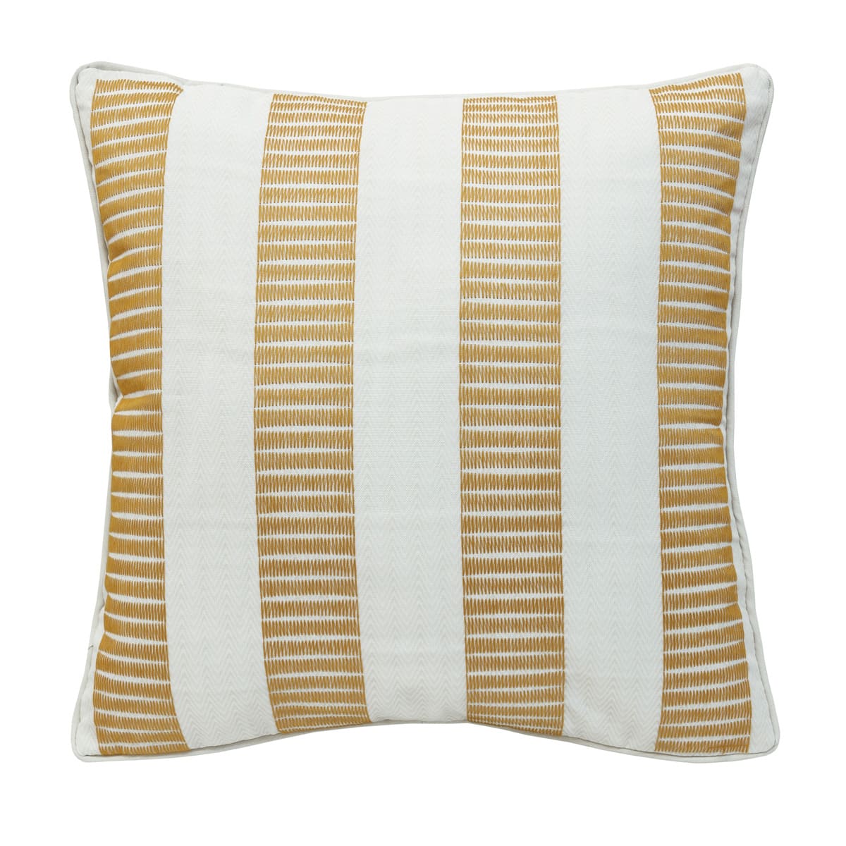 Coussin extérieur 18 x 18 po - Jaune safran brodé jaune