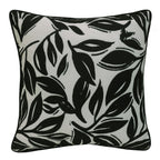 Coussin extérieur 18 x 18 po - Feuilles Imprimées Noir