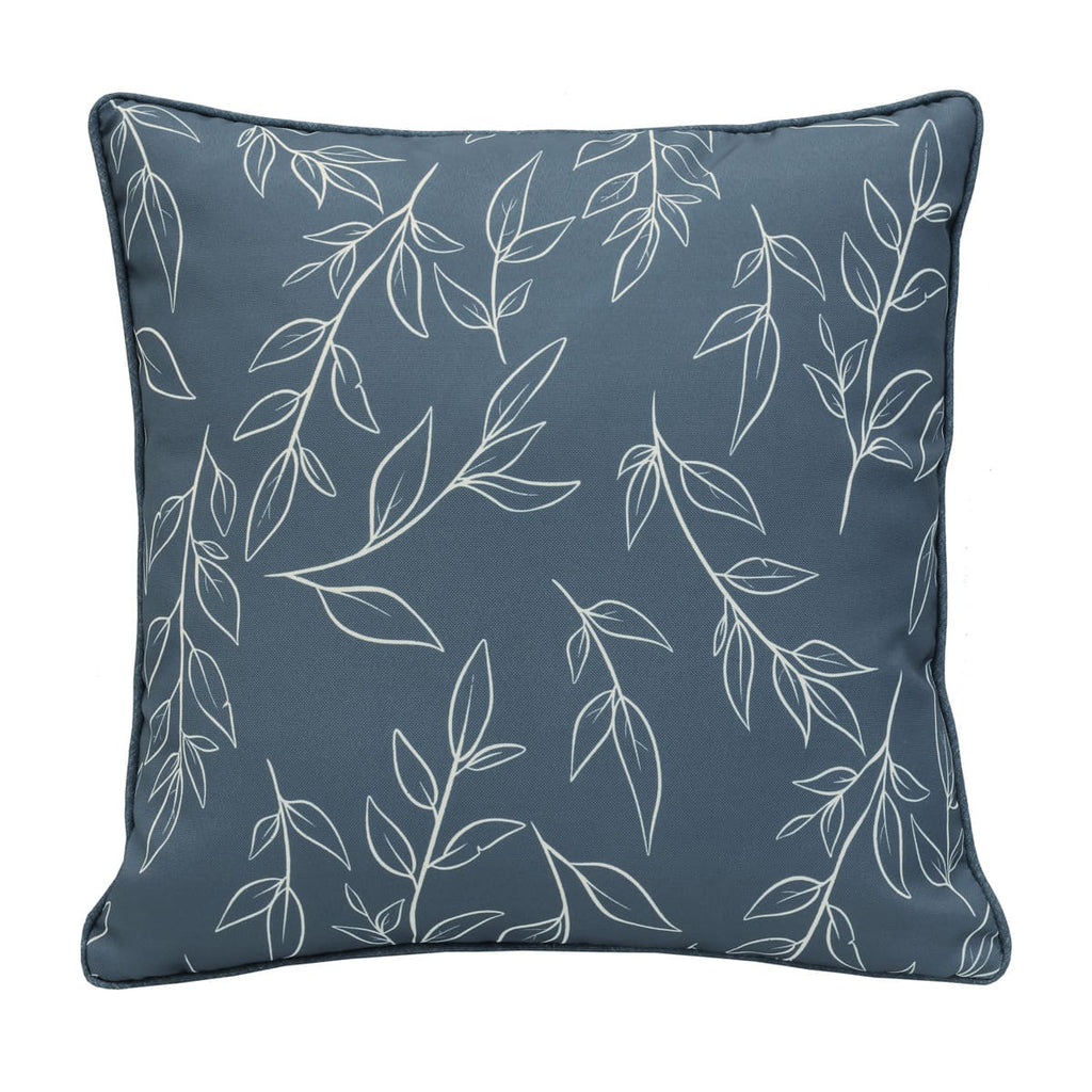 Blue Leaf Print Outdoor Cushion - 18 x 18 in.