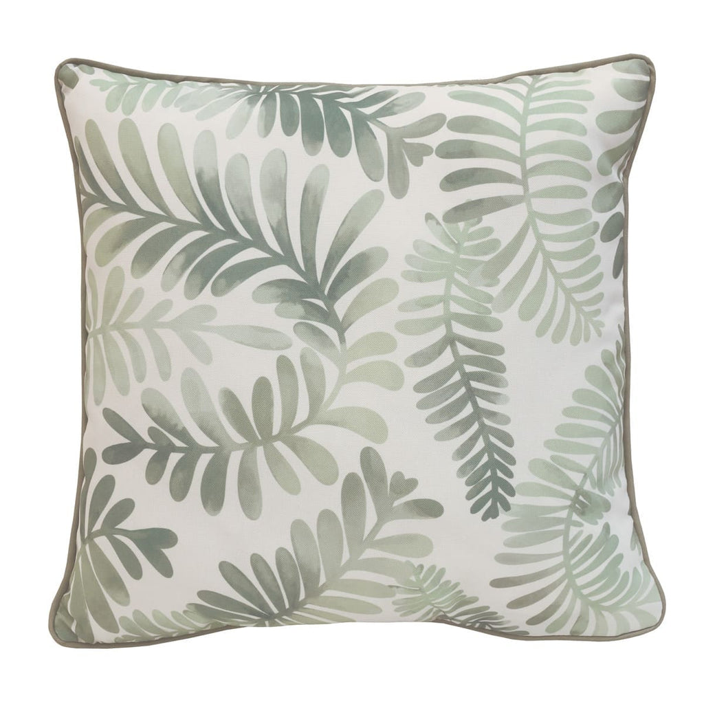 Sage Green Leaf Print Outdoor Cushion - 18 x 18 in.