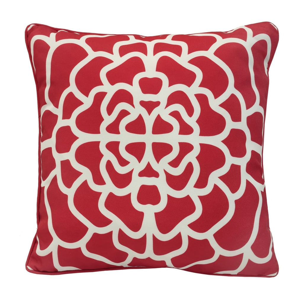 Coussin extérieur 18 x 18 po - Rouge salsa imprimé
