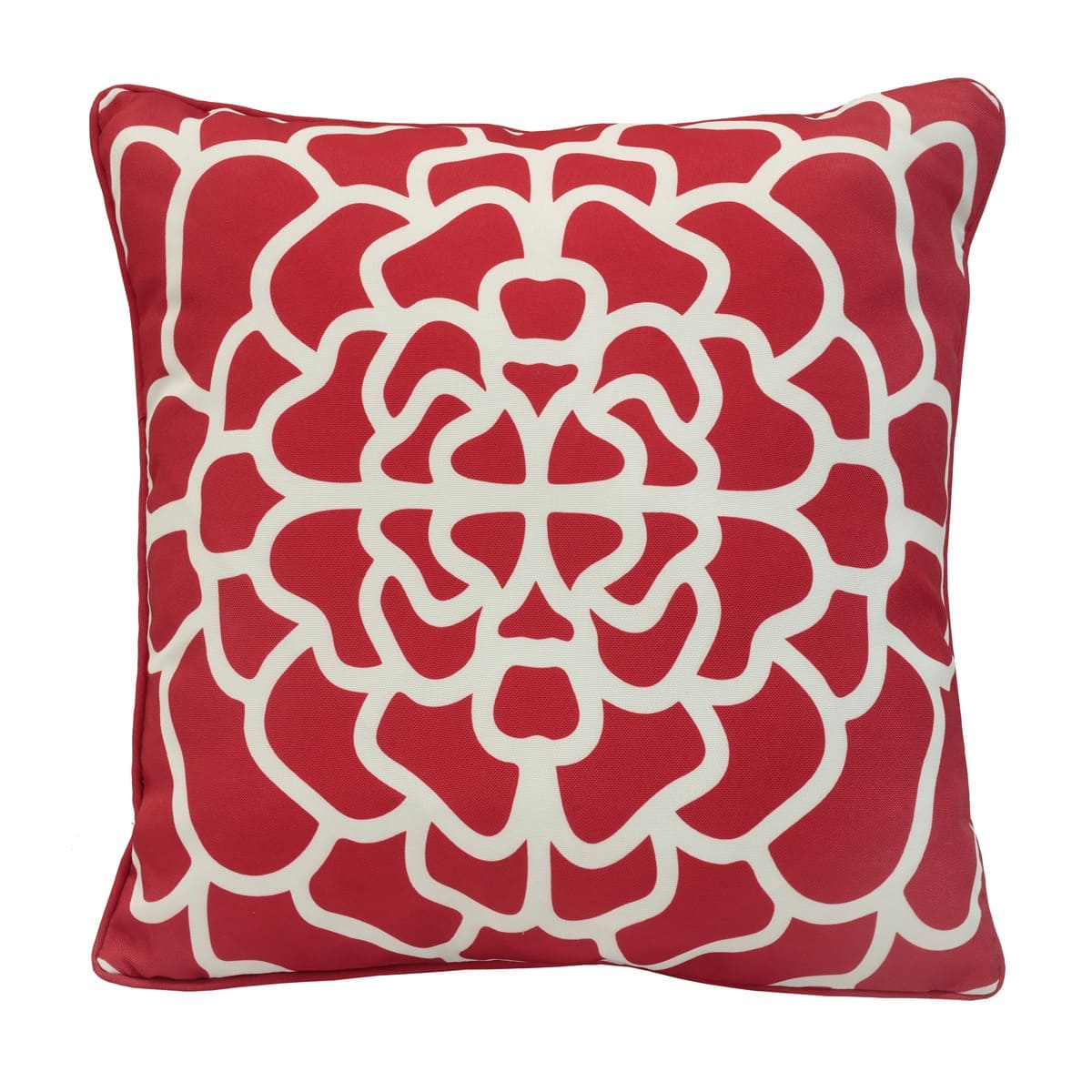Coussin extérieur 18 x 18 po - Rouge salsa imprimé