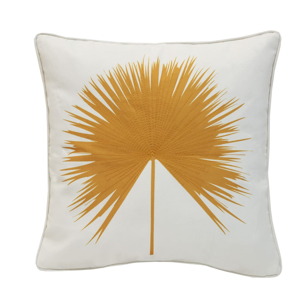 Yellow Palm Tree Embroidery Outdoor Cushion - 18 x 18 in.