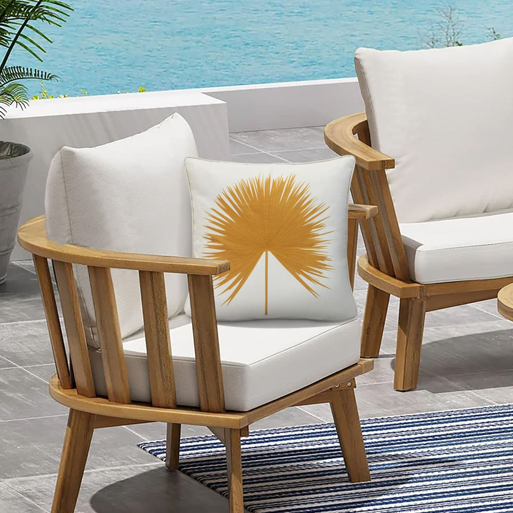 Yellow Palm Tree Embroidery Outdoor Cushion - 18 x 18 in.