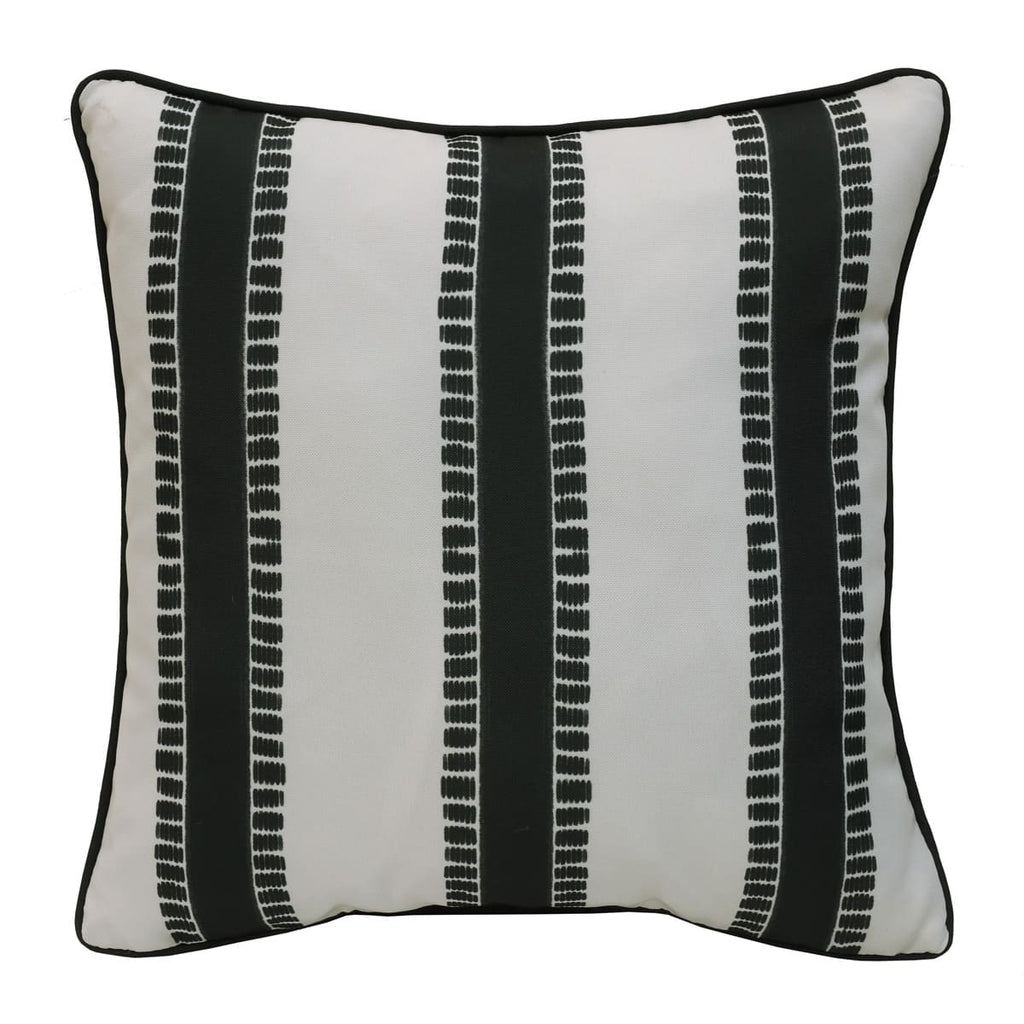 Coussin extérieur 18 x 18 po - Rayures Imprimées Noir
