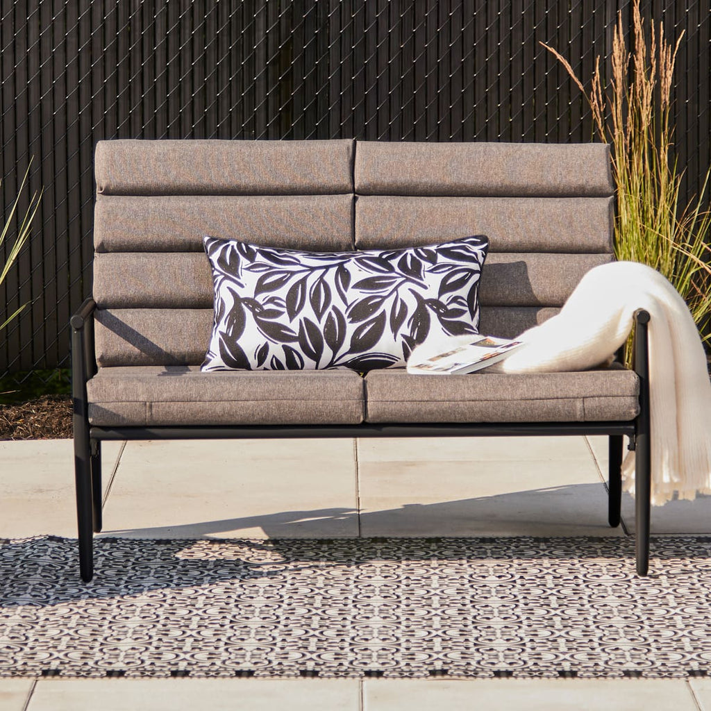 Printed Black Outdoor Cushion - 14 x 26 in.