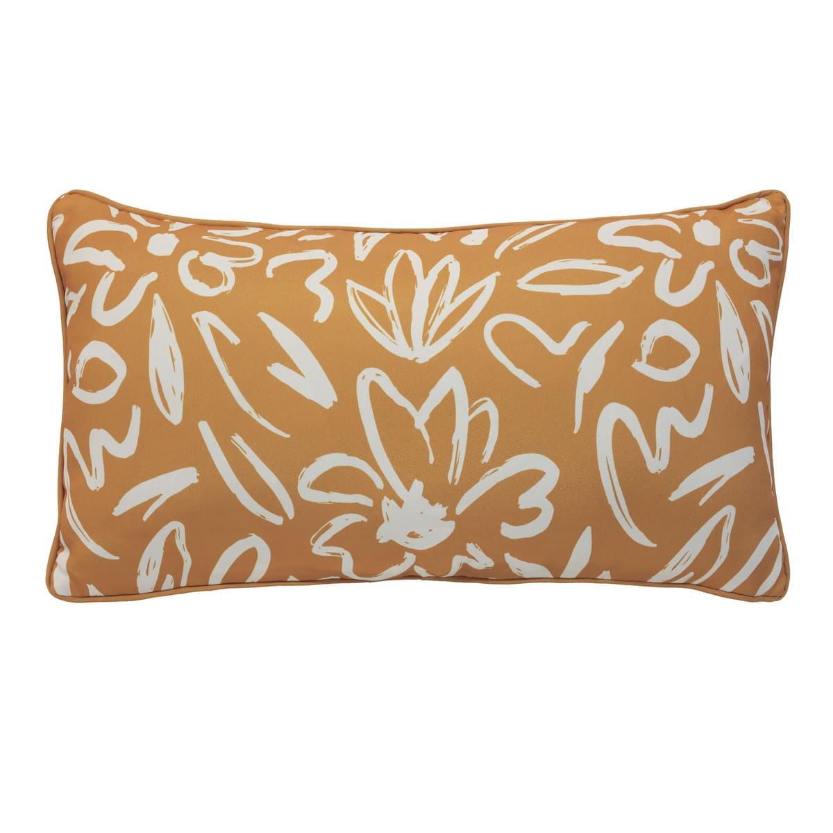 Yellow Floral Outdoor Cushion - 14 x 26 in.