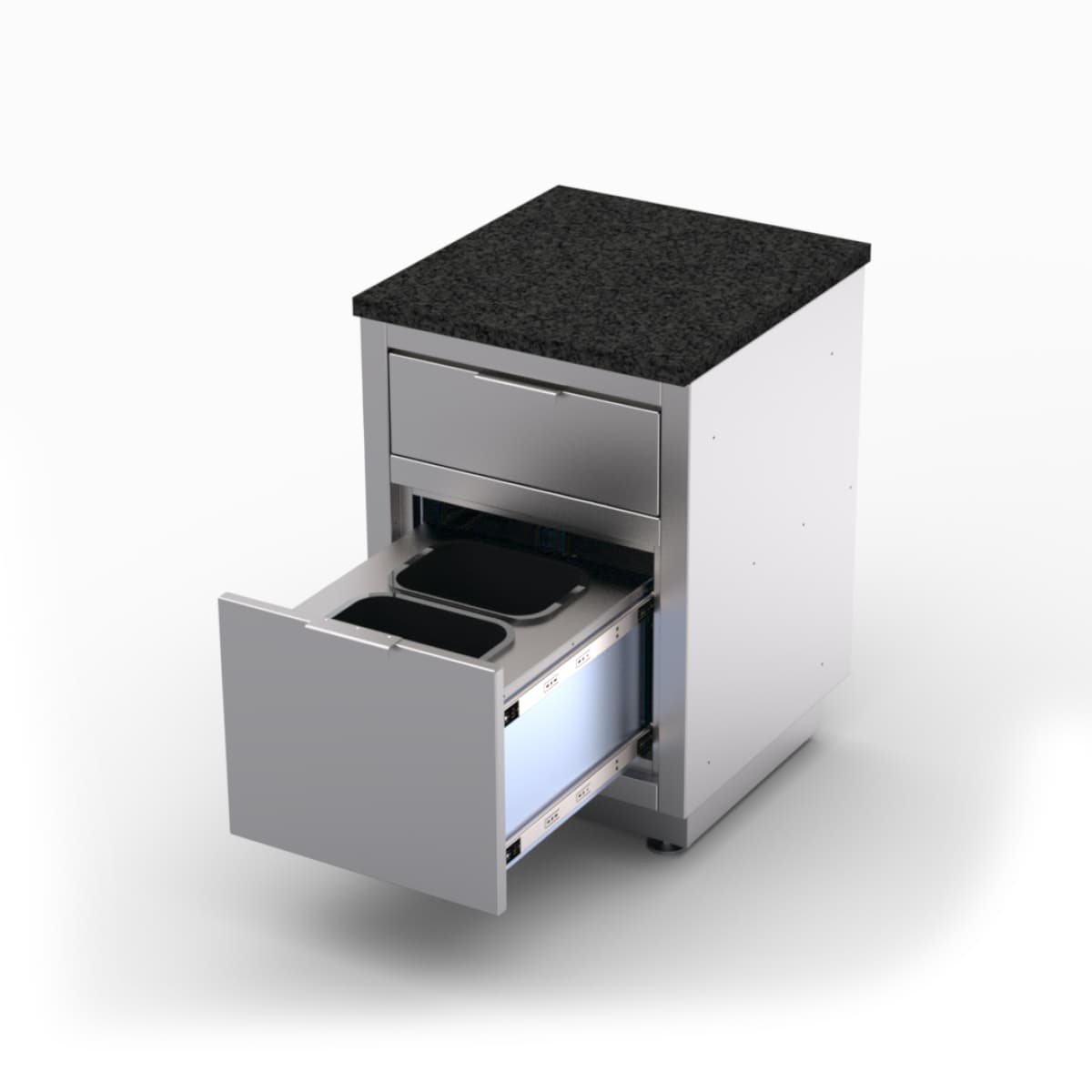 Module avec tiroir poubelle et petit tiroir pour cuisine extérieure