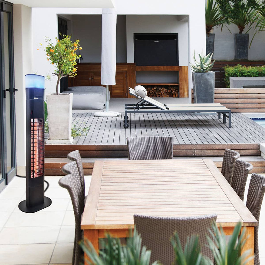 Chauffe-terrasse infrarouge sur pied - Éclairage LED