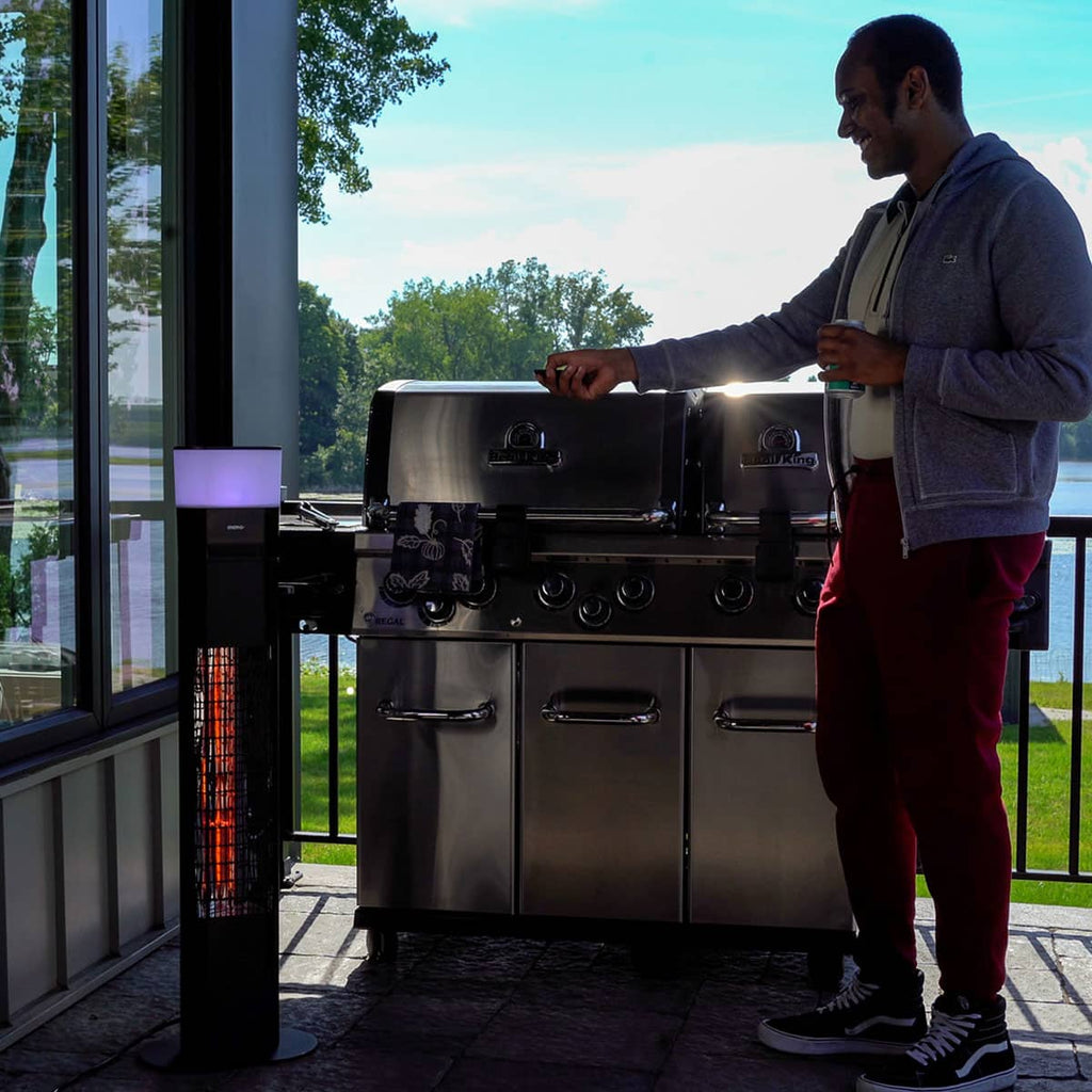Chauffe-terrasse infrarouge sur pied - Éclairage LED