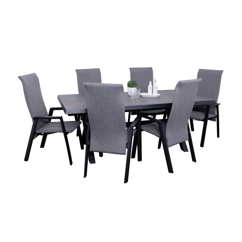 Ensemble à dîner extérieur Iceland - Chaises à haut dossier grises