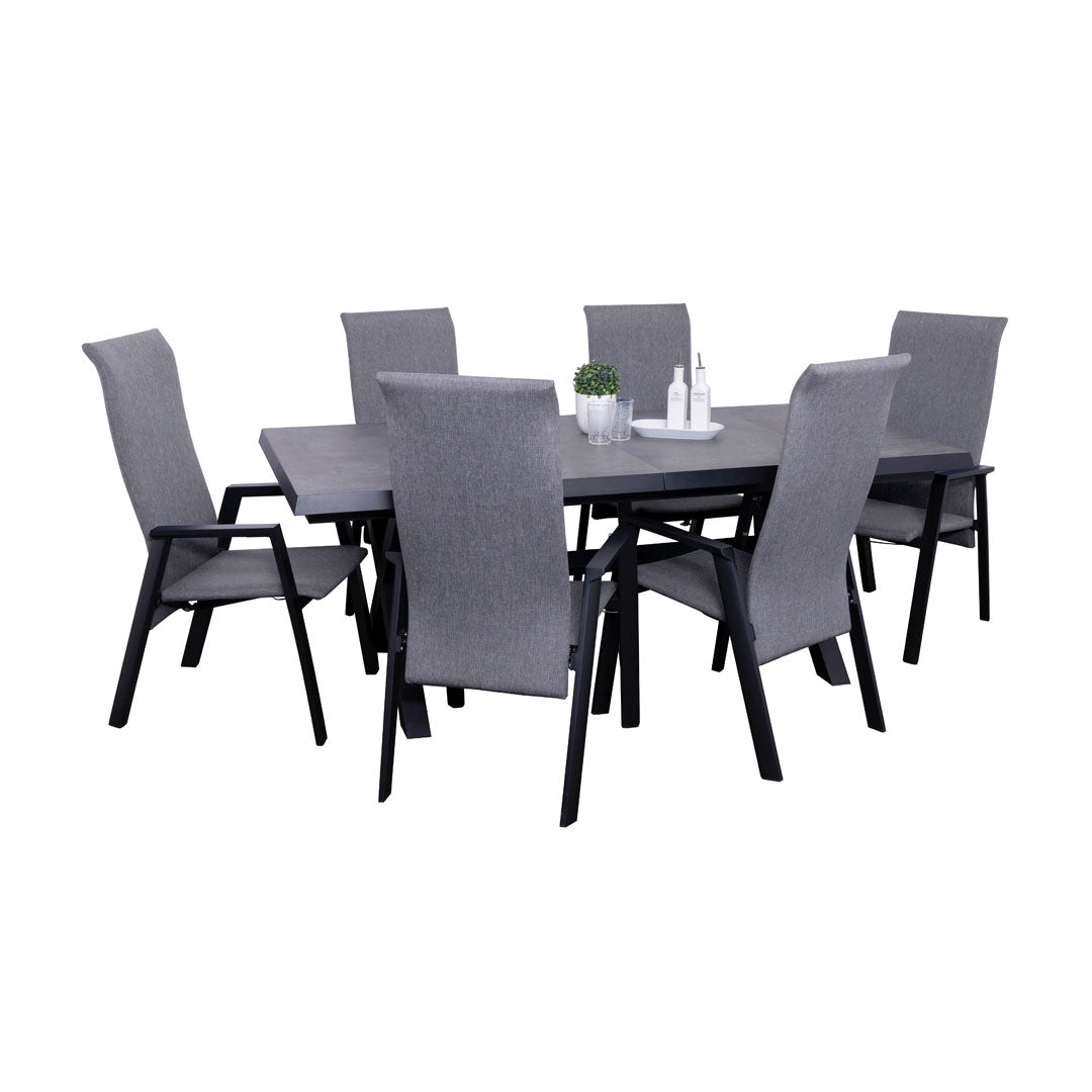 Ensemble à dîner extérieur Iceland - Chaises à haut dossier grises