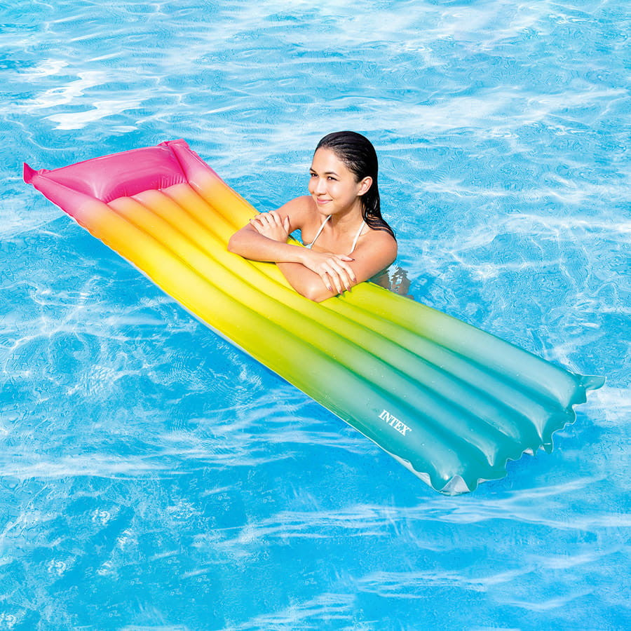 Rainbow Colors Inflatable Pool Mattress