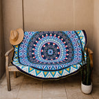 Serviette de plage en microfibre ronde Mandala