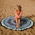 Serviette de plage en microfibre ronde Mandala