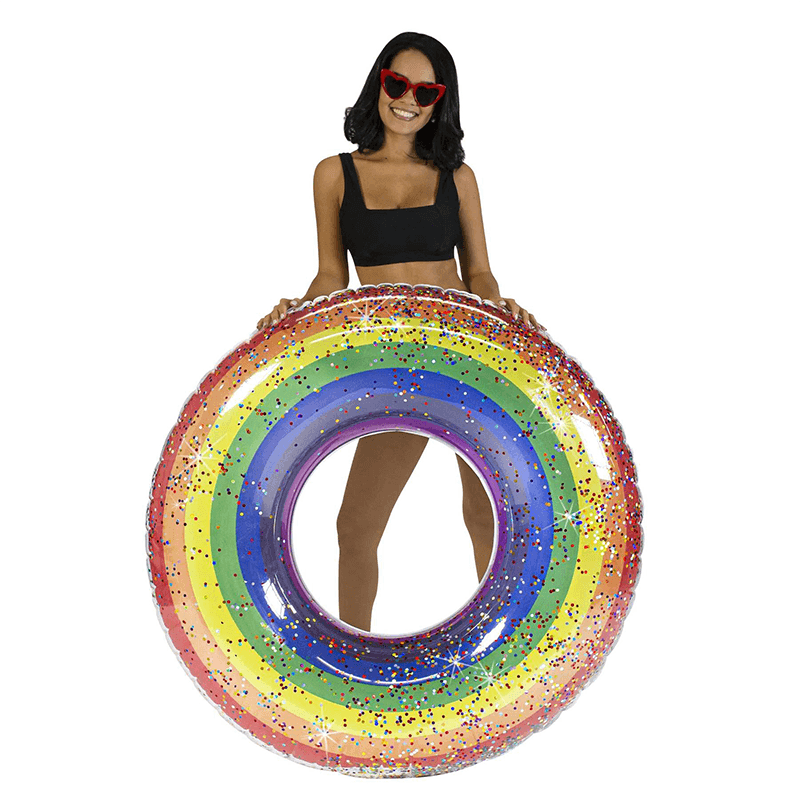 Glitter Rainbow Inflatable Pool Ring