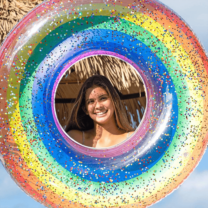 Glitter Rainbow Inflatable Pool Ring
