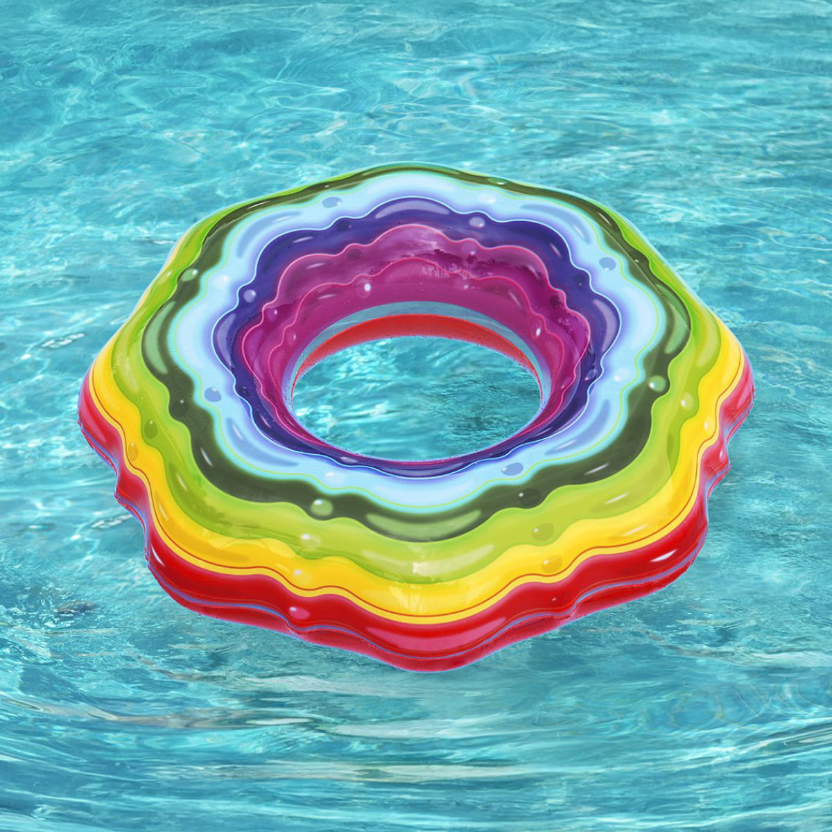 Rainbow Ribbon Inflatable Swim Ring