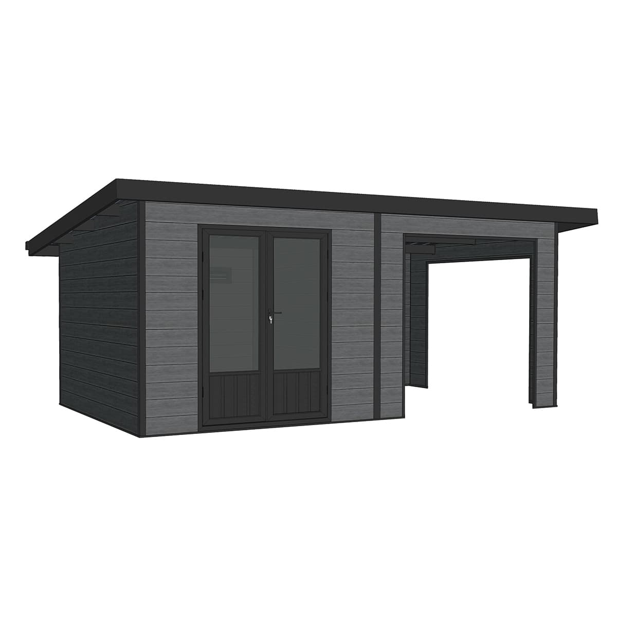 Cabanon Mistral avec murs réversibles (Gris nordique et noir) - Délié