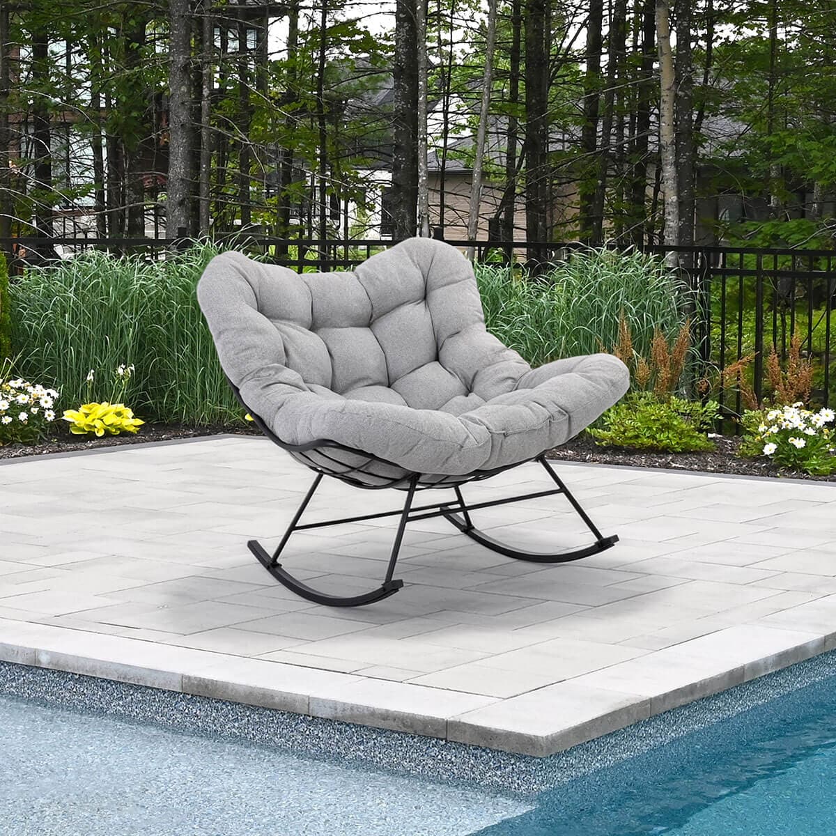 Papasan Outdoor Rocking Armchair
