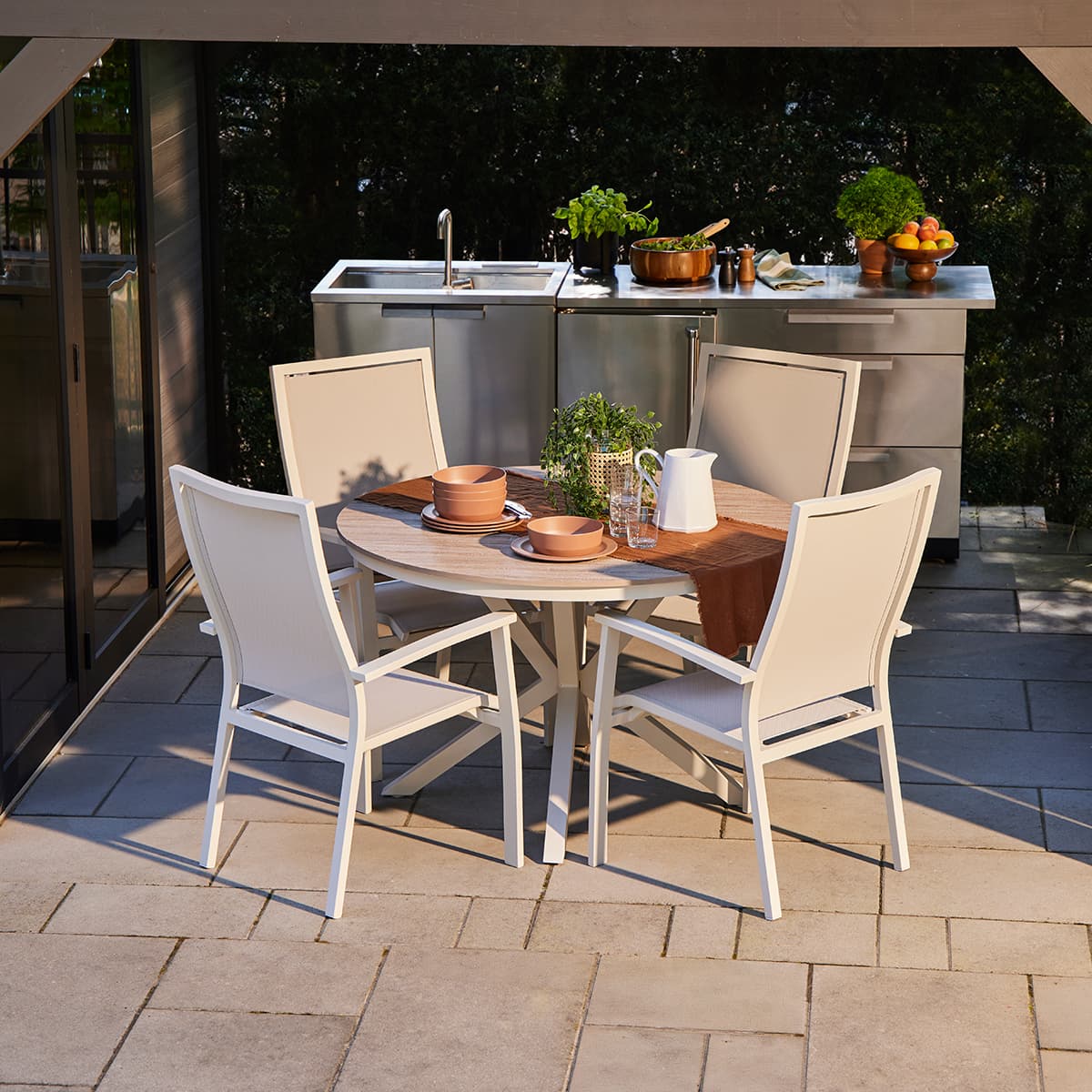 Ensemble à dîner extérieur Provence - Table ronde (Sable)