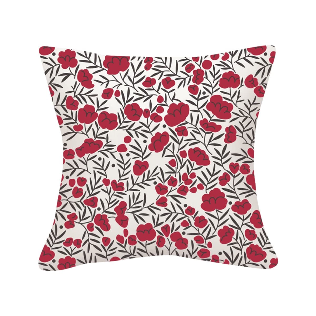 Coussin extérieur 18 x 18 po - Fleurs rouges