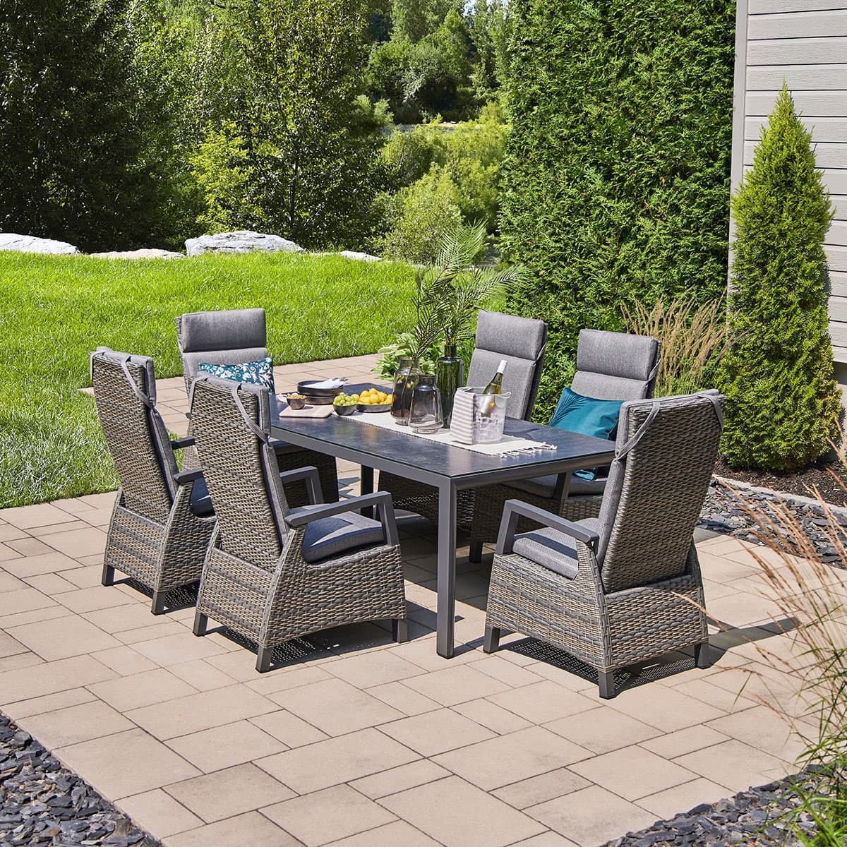 Ensemble à dîner extérieur Prato (Gris)