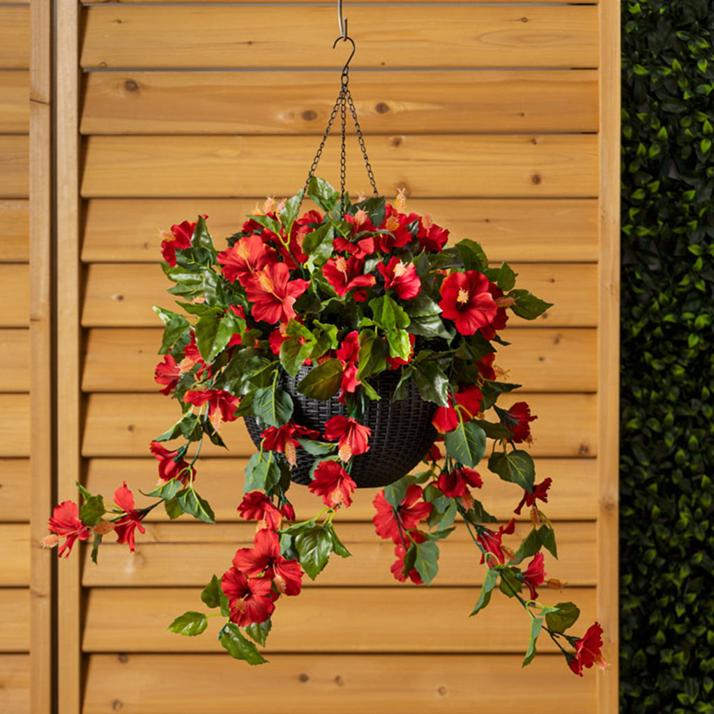 Jardinière suspendue - Hibiscus artificiels