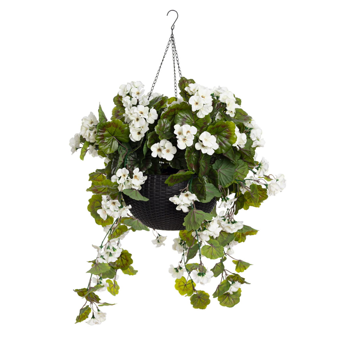 Jardinière suspendue - Géraniums artificiels