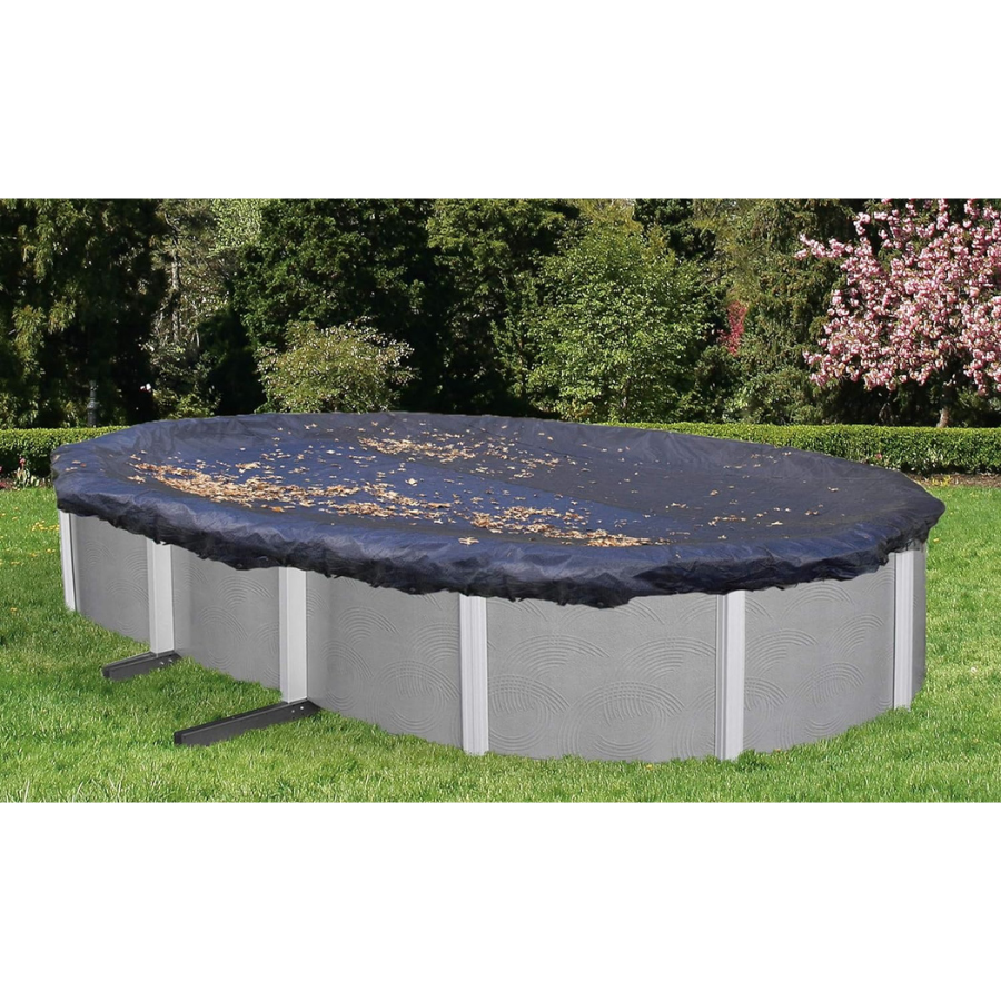 Ensemble couverture hivernale et élastiques pour piscine ovale - 15 x 30 pi