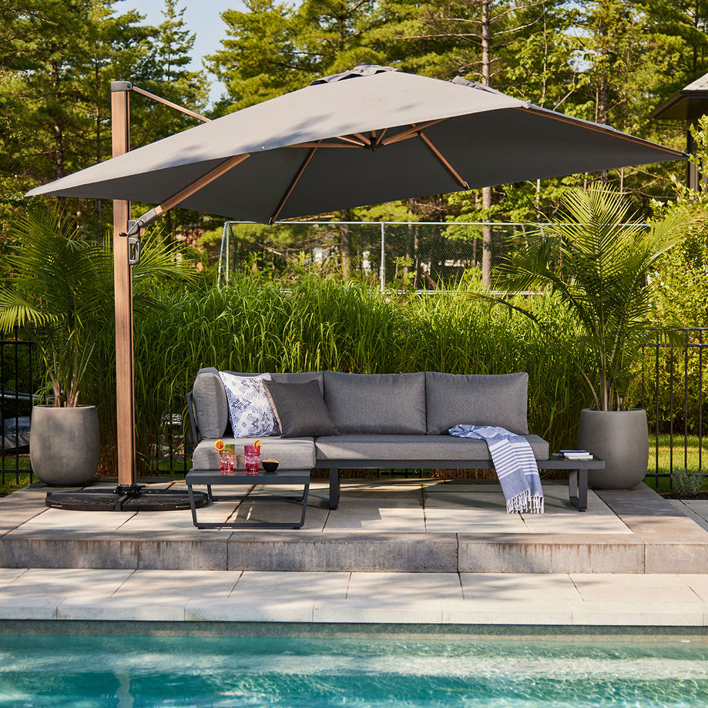 Parasol suspendu Deluxe (finition bois) - 10 pi (3 m)