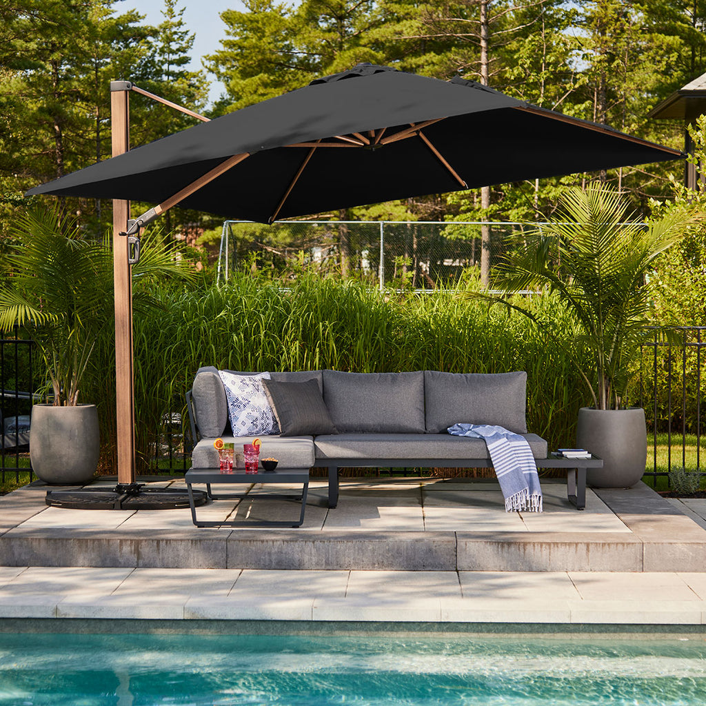 Parasol suspendu Deluxe (finition bois) - 10 pi (3 m)
