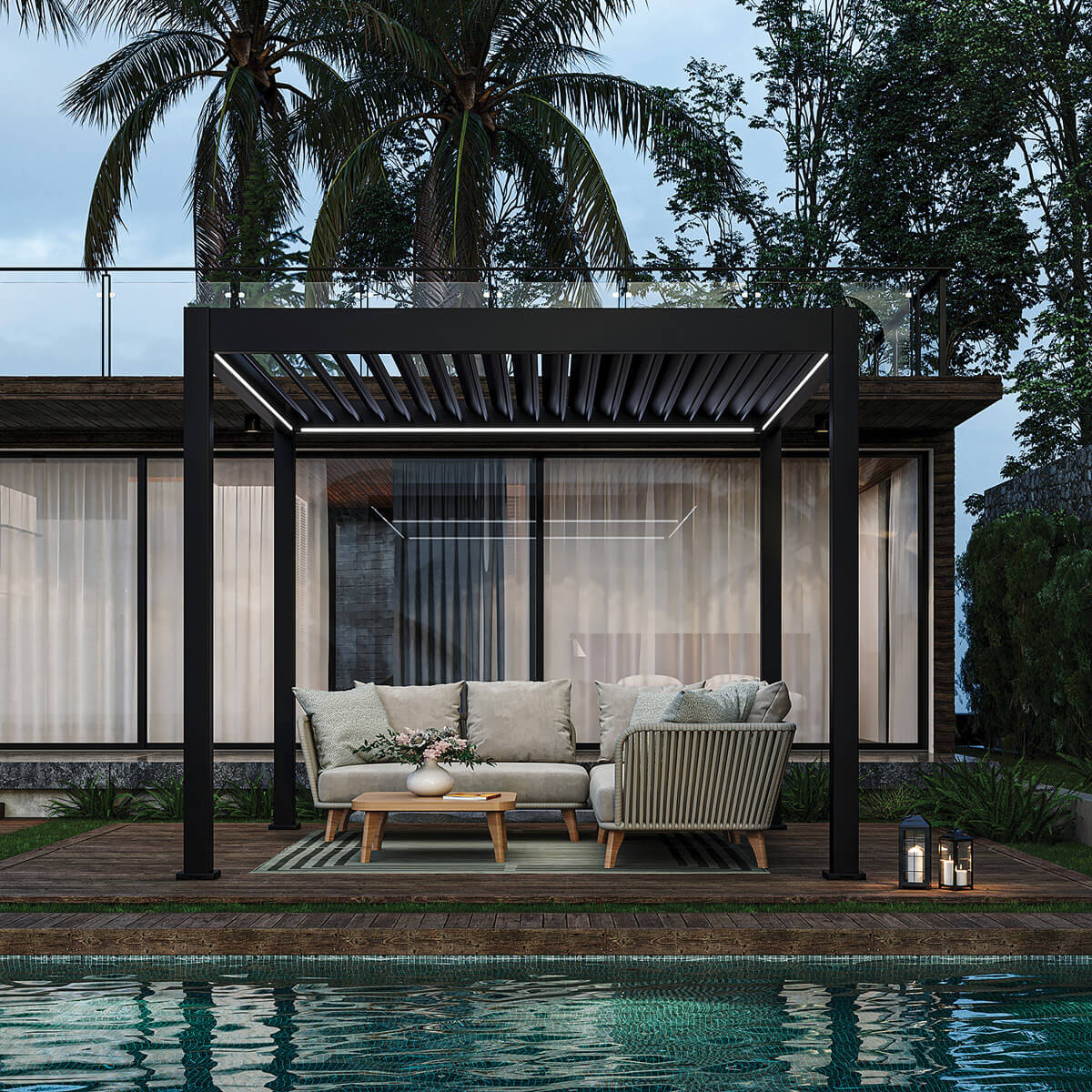 Ombrella I-Plus Motorized Pergola with LED Lighting - 10 x 10 ft.
