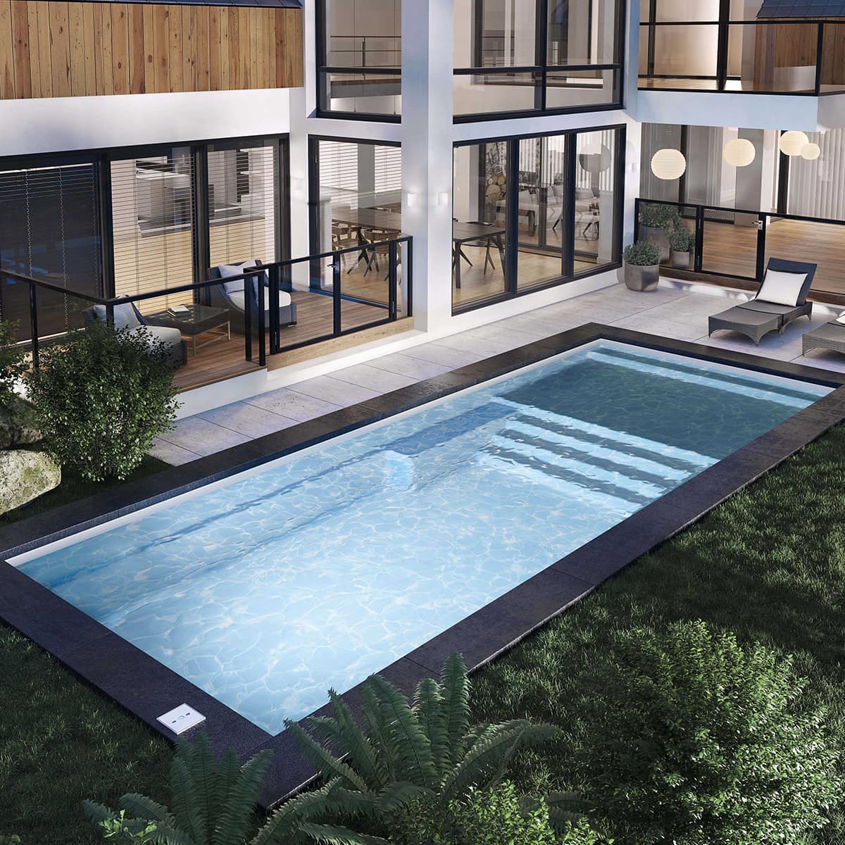 Fiberglass Pool with Sun Ledge - 12 x 30 ft.
