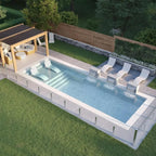Piscine en fibre de verre avec terrasse - 12 x 34 pi