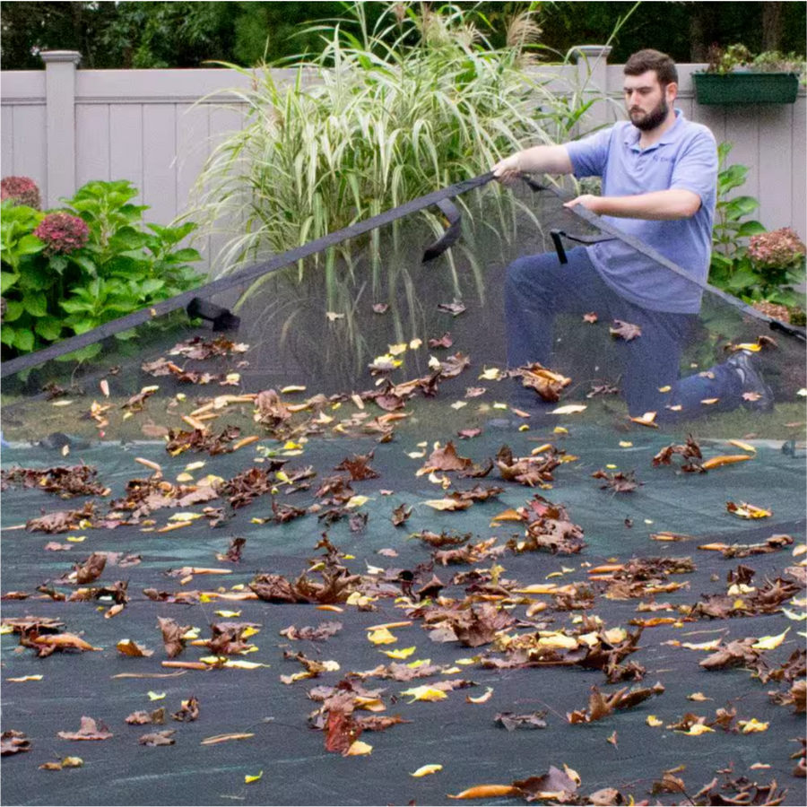 Filet à feuilles avec ourlé pour piscine rectangulaire
