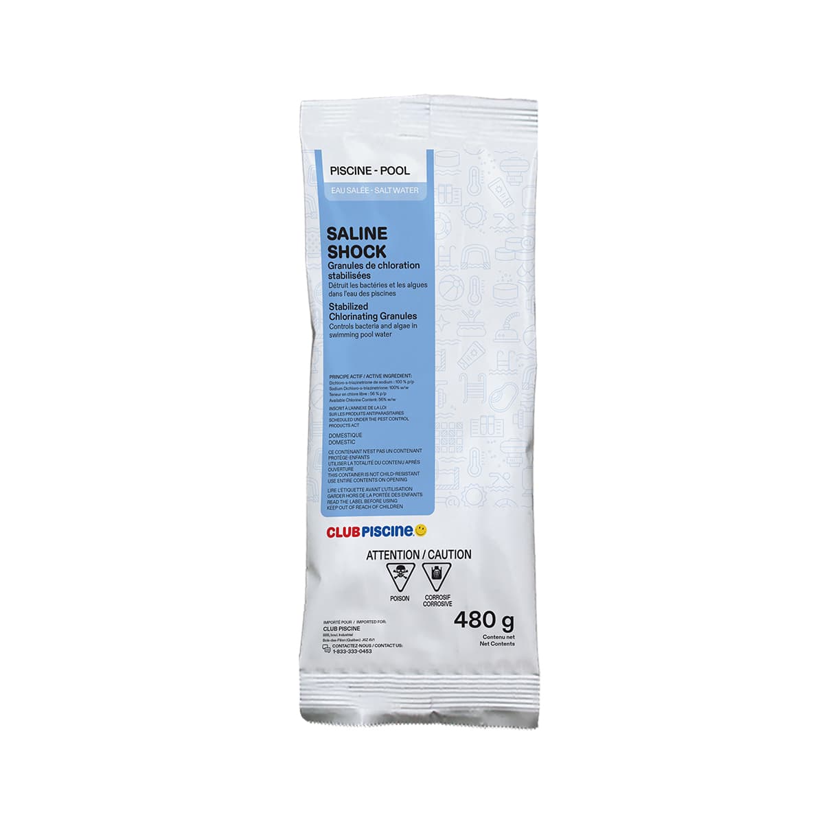 Saline shock : Granules de chlore stabilitées - 480 g