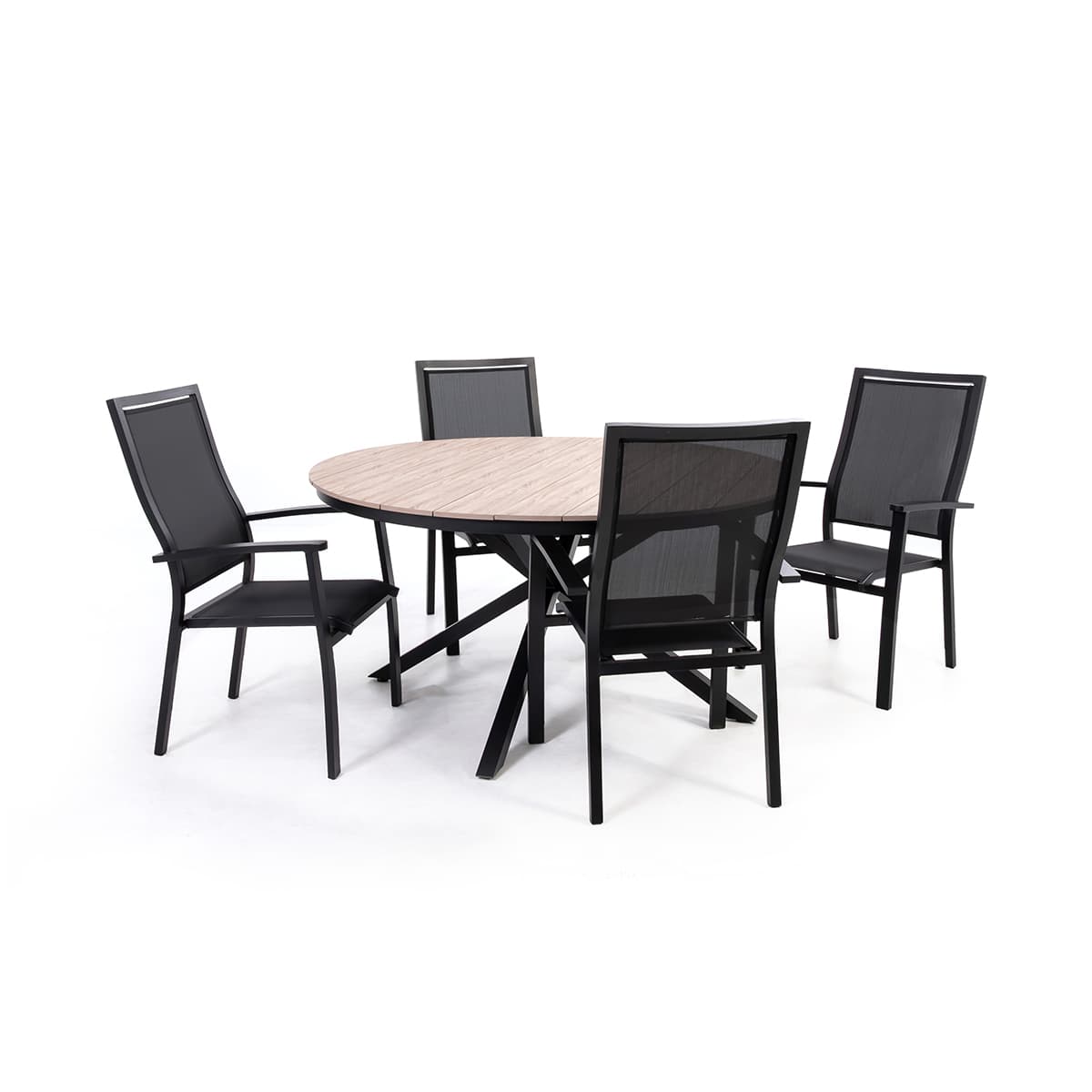 Ensemble à dîner extérieur Provence - Table ronde (Noir)