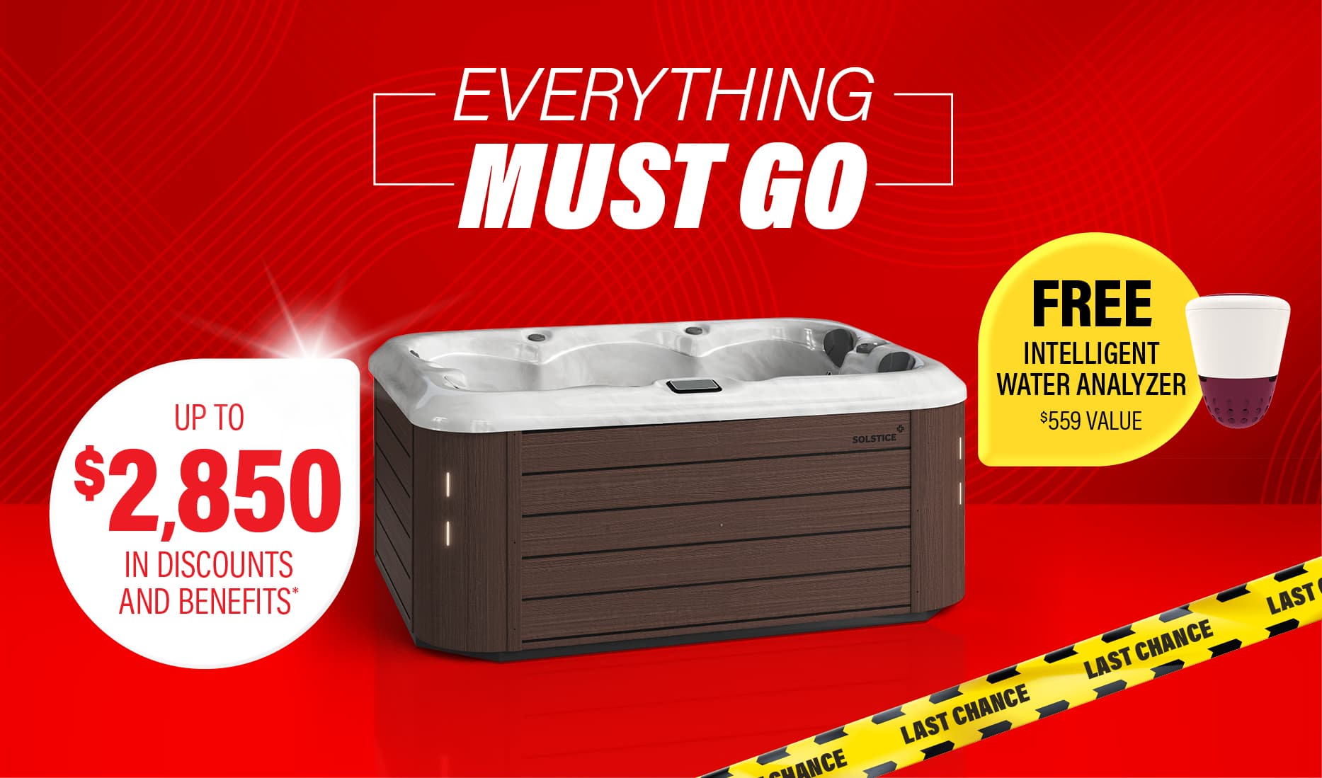 Up to $2,850 in total discounts and benefits on hydrotherapy hot tubs