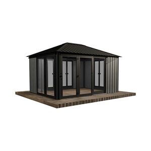 Wooden Gazebo Sofia 11'x14' - 1 Door Blacksmith/Clay